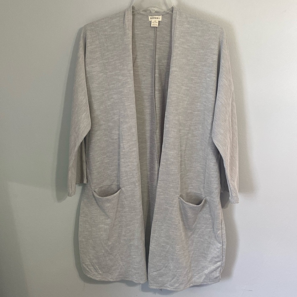 Striped Open Front Cardigan